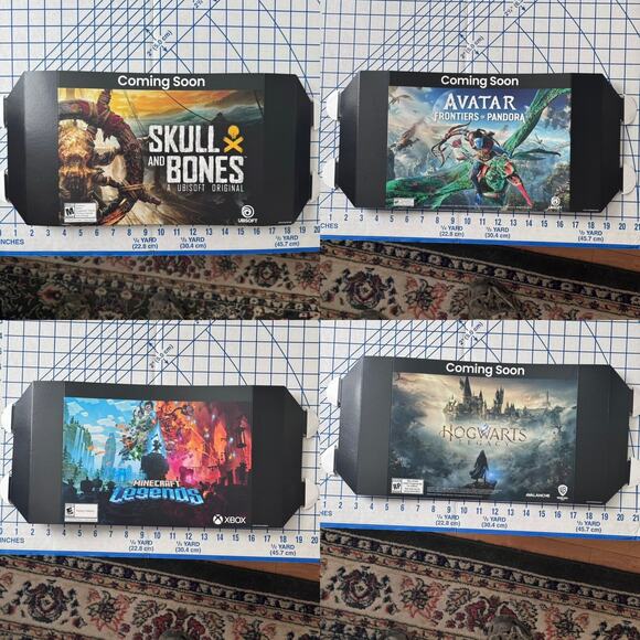 RARE Lot Of 4 Cardboard Promo Sign Retail Store Display - GameStop Shelf Ads - Picture 1 of 1